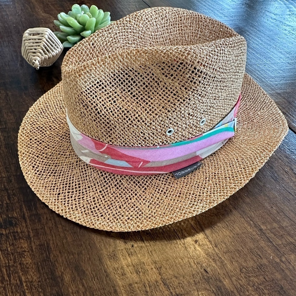 Jordache | Vintage 80’s Straw Fedora with Colorful Band